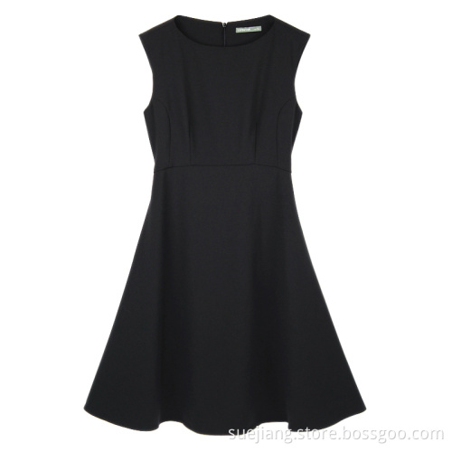 Wear Knee Length Black Office Lady Dress